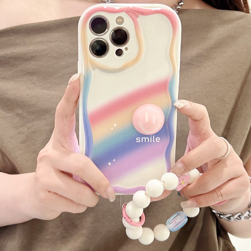 3D Mike White Hand Made Diy Smile Rainbow Soft Case iPhone 11 12 13 14 Pro Max New Apple for women girls Gift Bracelet