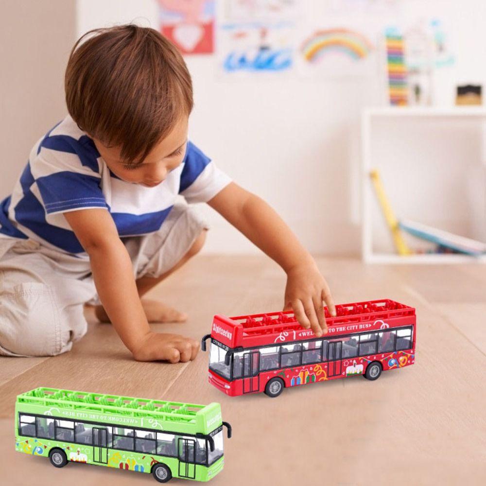 Needway Double Decker Bus Model Bus Mainan Mobil Mainan Edukasi ABS 4roda Mobil Indah Model Bus Model Mainan Untuk Balita Anak