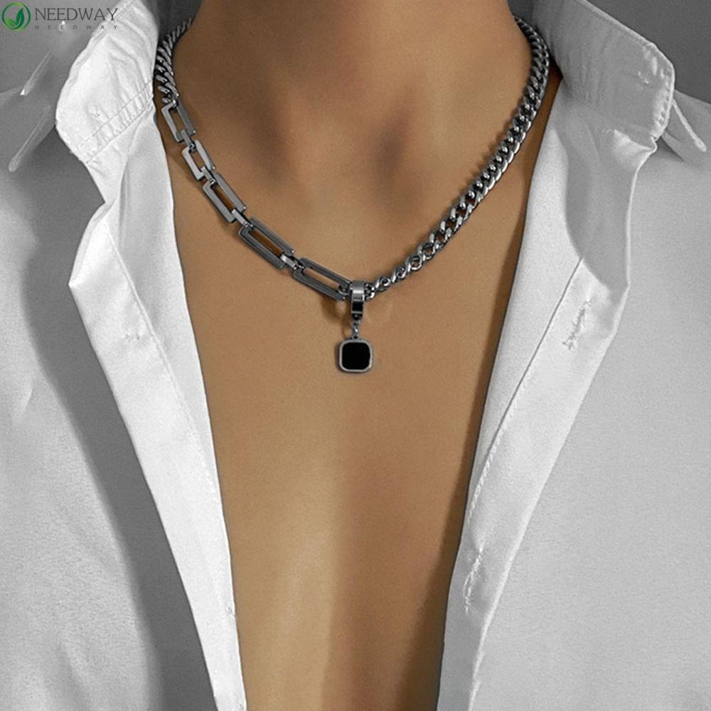 Needway Pria Kalung Keren Hadiah Teman Hiphop Punk Splicing Rantai Baja Titanium Woman Necklaces