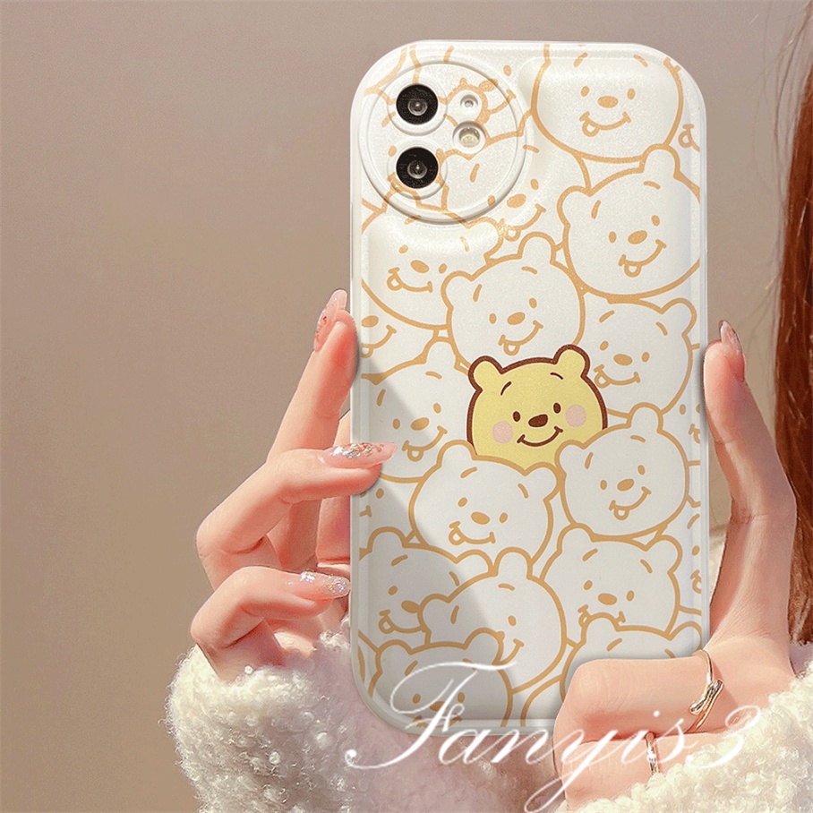 Redmi A1 12C 10C 10A 10 9 9A 9C 9T Note 12 11 Pro+11s 11 10s 10 9s 9 8 Pro Poco X4Pro X3Pro Mi 11 Lite 11T 10TPro 12Pro Strawberry Winnie Bear Phone Case TPU Soft Cover Pelindung