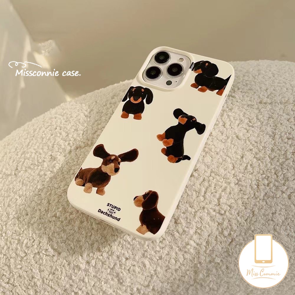 IPHONE Splash Ink Graffiti Fun Dachshund Dog Phone Case Kompatibel Untuk Iphone7 8 Plus11 14 13 12 Pro Max 7Plus XR X XS Max SE 2020anjing Keren Glossy Halus Shockproof Soft Cover