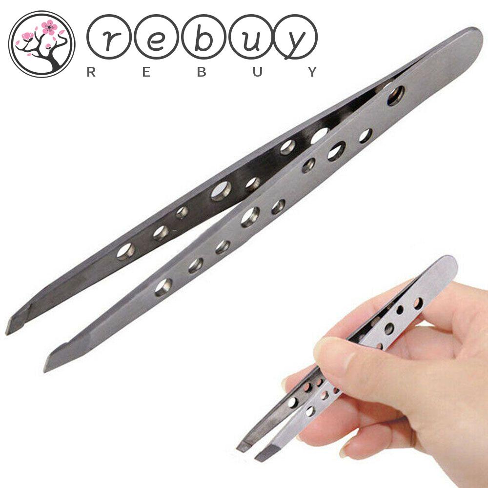 Rebuy Pinset Profesional Stainless Steel Jenggot Pinset Alat Makeup Klip Alis Bevel