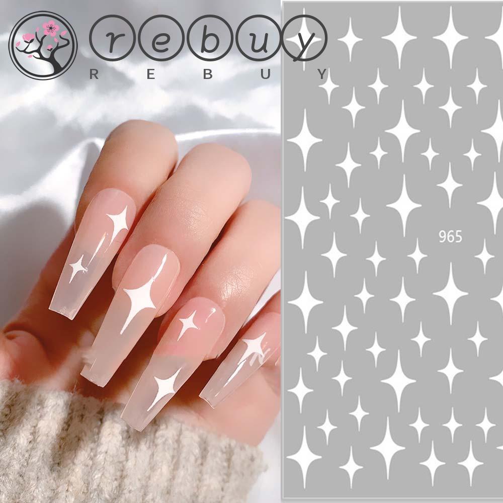 Rebuy Stiker Nail art 3D Silver Star Laser Manicure