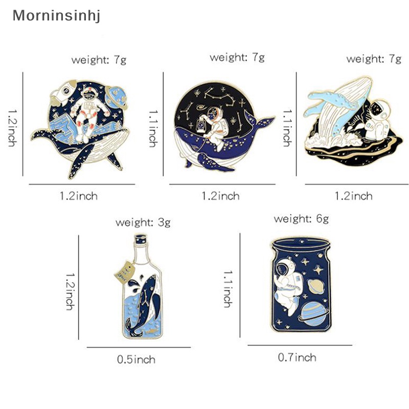 Mornin 1PC Pin Enamel Astronot Dan Paus Adventure Ocean Botol Bros Tas Kerah Pin id