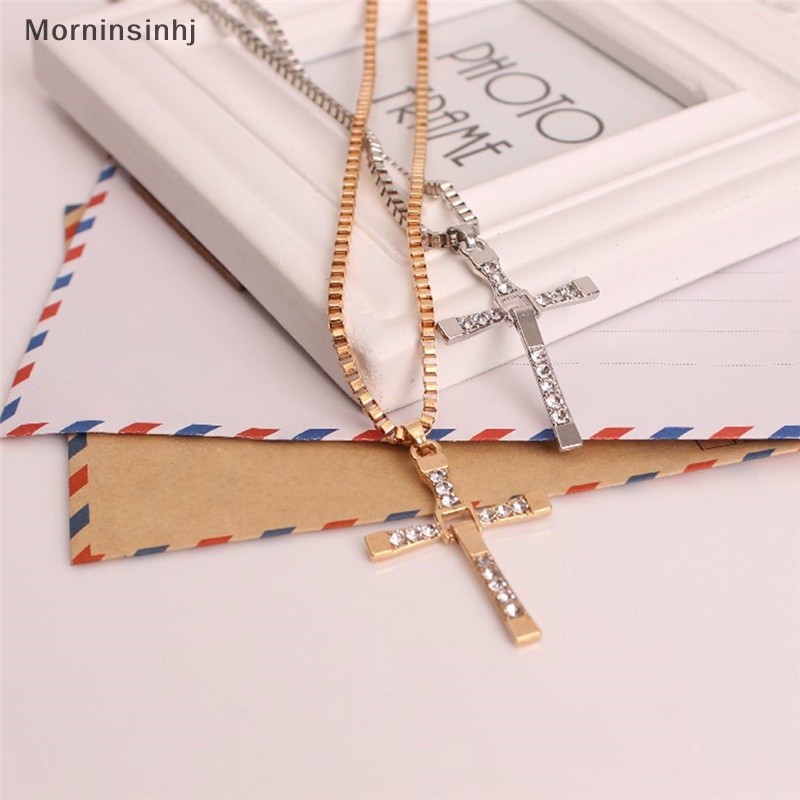 Mornin Fashion Pria Klasik Salib Liontin Kalung Kristal Berlian Imitasi Necklace Jewelry id