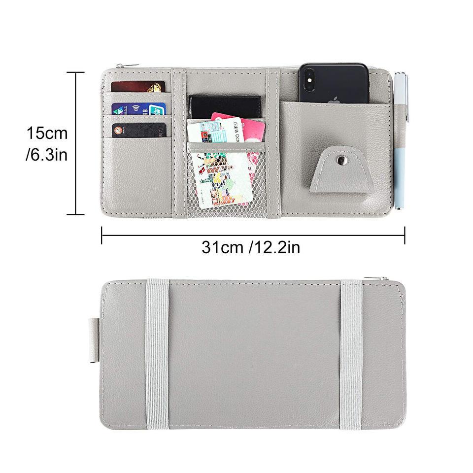 Dompet Mobil Tempat Kacamata Kartu Etoll Sun Visor Car Organizer Pu Leather