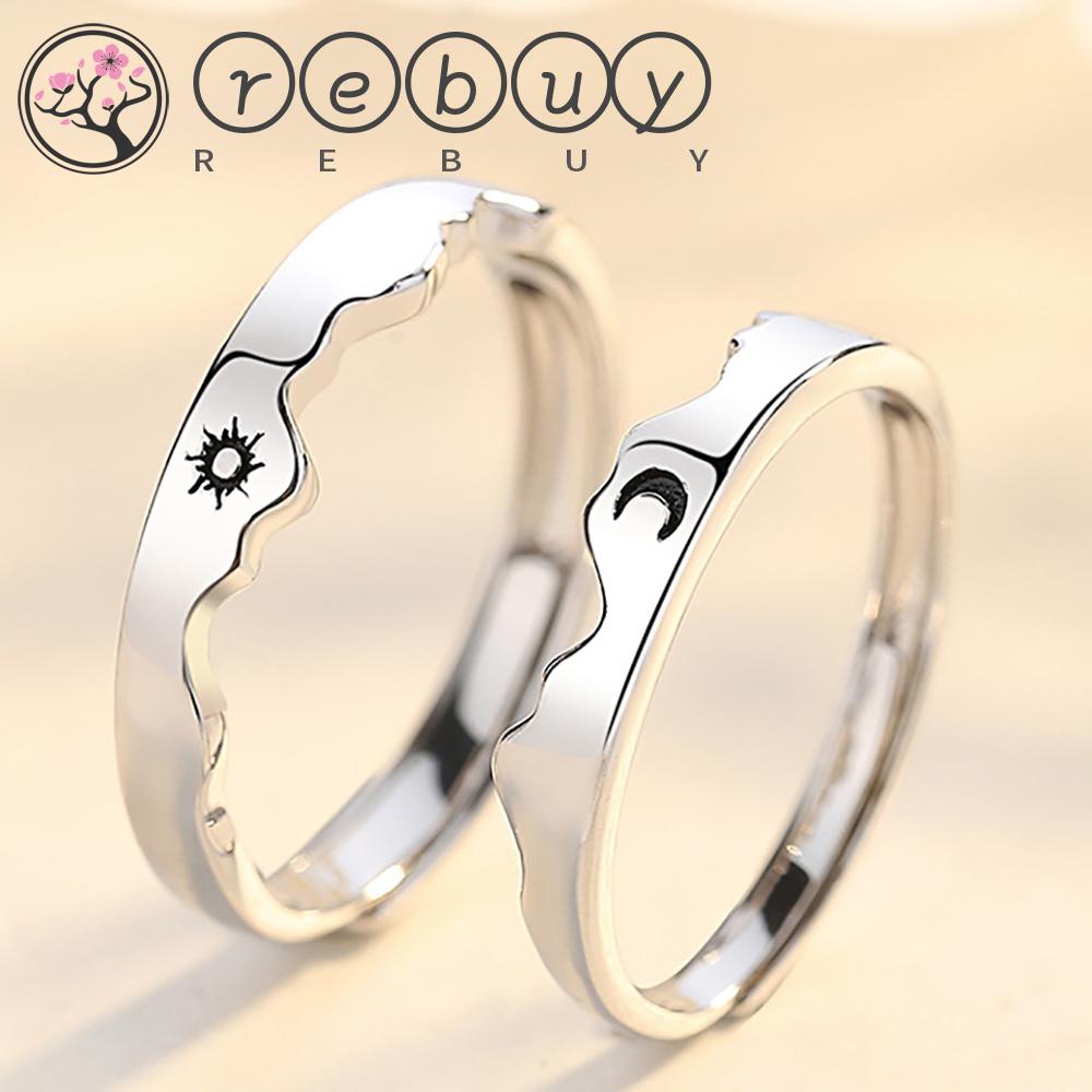 REBUY Rebuy Couple Ring Tunangan Kawin Pria Wanita Tembaga Matahari Terbuka Ring
