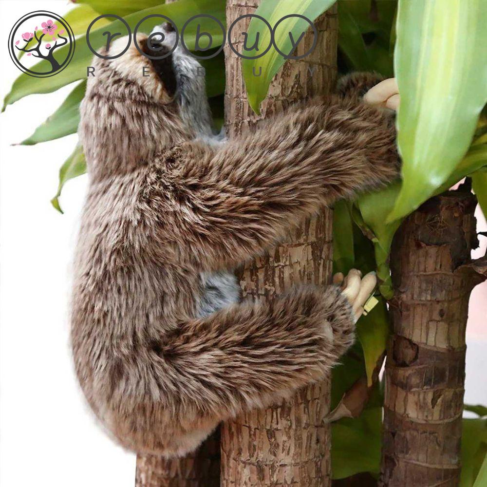 Rebuy Sloth Plush Toy Mainan Anak Ulang Tahun Boneka Binatang 35cm Tiga Berujung Hidup Nyata Lembut Mewah Sloth