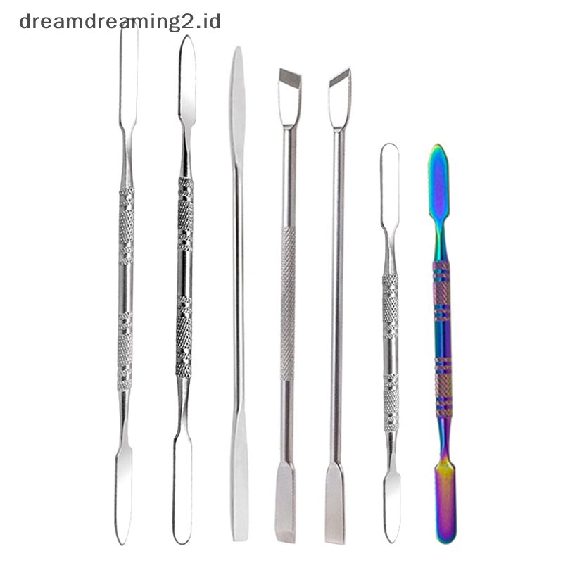 (drea) Spatula Kepala Ganda Stainless Steel Mixing Stick Foundation Pencampuran Alat Make Up //