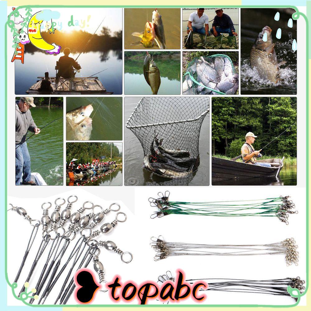 TOP 10pcs Jejak Kawat Baja Aksesori Olahraga Safety Snap Steel Wire Leader Dengan Kait Umpan Pancing