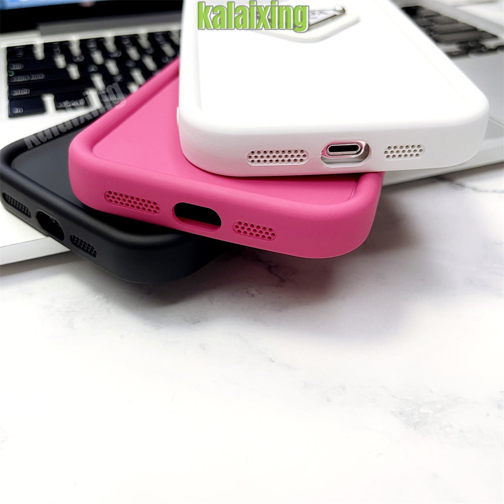 IPHONE Casing Ponsel 3D Prada Bahan Silikon Warna Solid Untuk Iphone14 13 12 11 Pro Max14 Plus 13Pro X Xs Max Xr Soft Casing