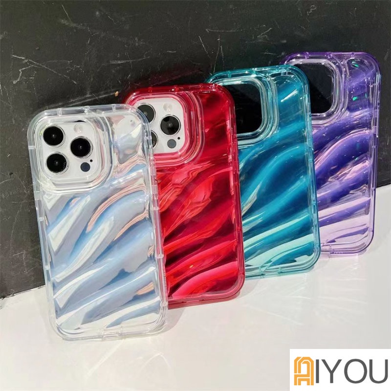 IPHONE Bling Wave Phone Case Untuk Iphone1 1 12 13 14 Pro Max 7 8 Plus 12Pro X XR XS MAX SE 2020 2022 14 Plus Case Silikon Lembut Permen Warna-Warni Pelindung Shockproof Cover