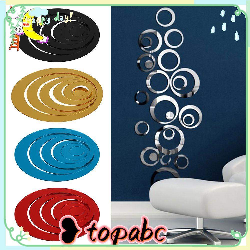 TOP 24 Pcs Stiker Dinding Tiga Dimensi 24 Pcs Lingkaran Cermin Ubin Acrylic Art Decor