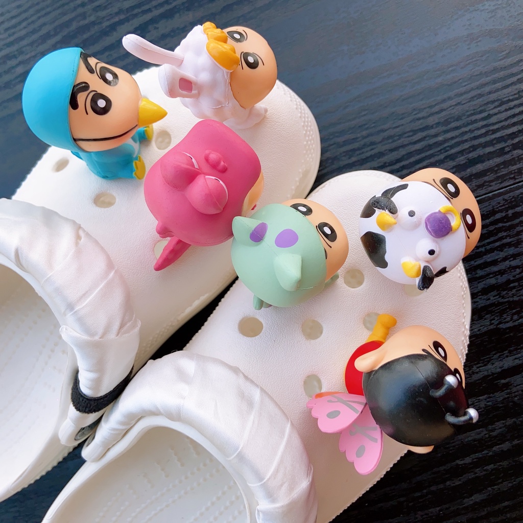 6pcs Pesona Sepatu Kancing Crayon Shin-chan -croc /jibz /Button croc /Charm/DIY-Aksesoris Kartun Lucu