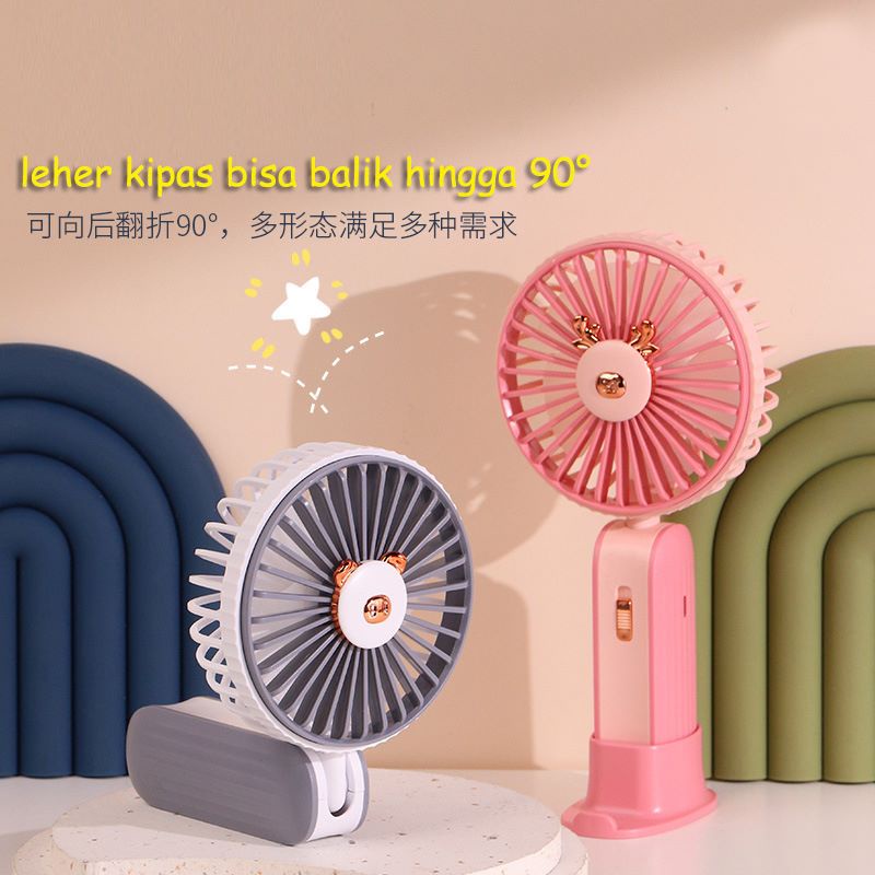 Kipas Angin Warna Warni Lucu Mini Genggam Rechargeable USB Bisa Buat Standing HP DD5612