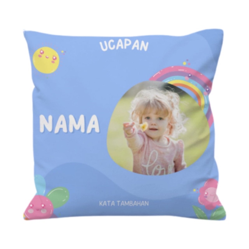 Bantal Custom dengan Gambar tema Birthday/Lebaran/Natal/Hari Guru/Kelulusan/Perpisahan/Kenang-Kenangan