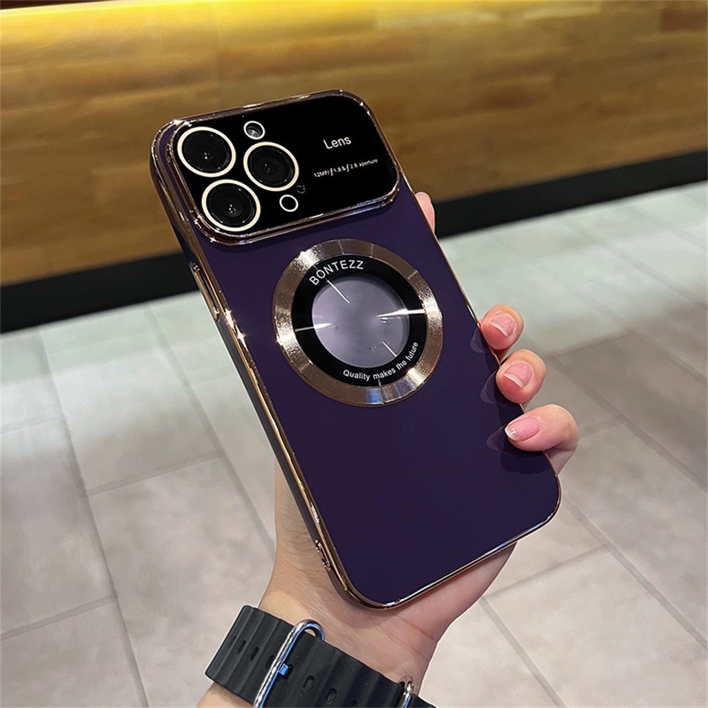 Cincin Magnetik Logam case iPhone 14 Pro Max14 plus case Iphone12 13 Pro Max Dengan Kamera Perlindungan Lensa TPU shock protection electroplating Cakupan Penuh soft case