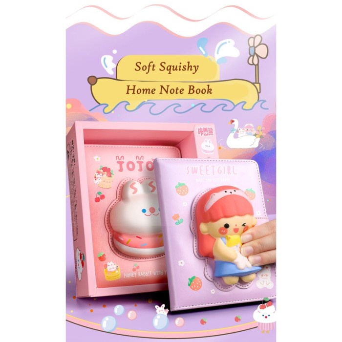

Buku Notebook Squishy, Buku catatan diary squishy 3D kartun lucu anak