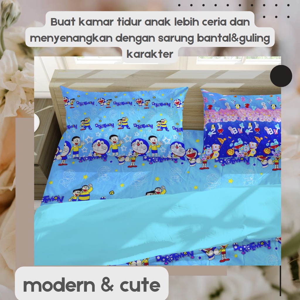 Sarung Bantal Dan Sarung Guling Motif anak karakter Katun Disperse