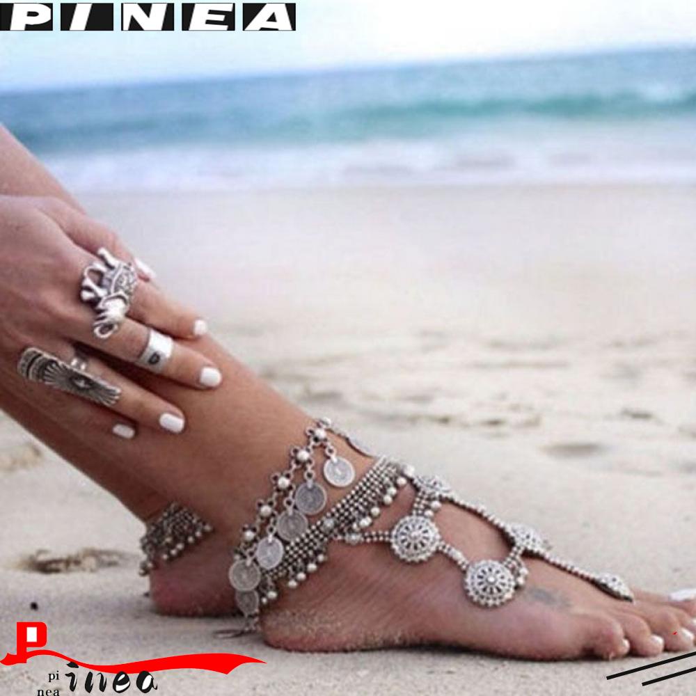 PINEAPPLE Gelang Kaki Koin Silver Sandal Antik Bohemian