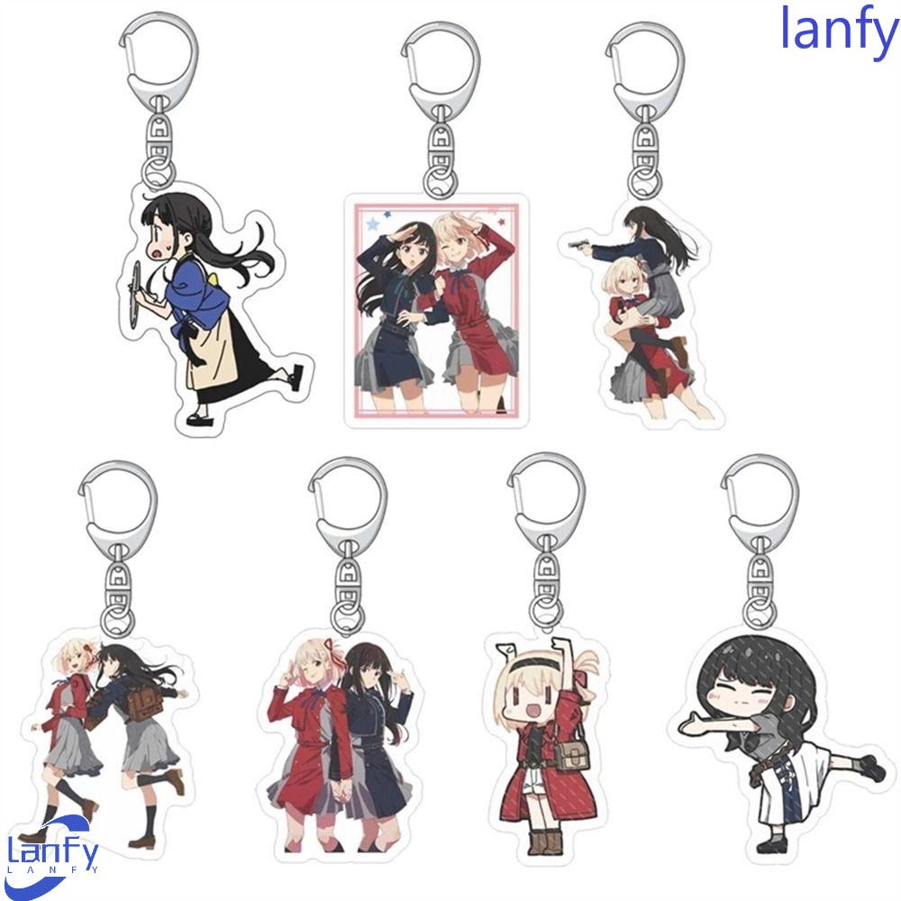 LANFY Lycoris Recoil Keyring Cute Anime Mizuki Nakahara Akrilik Takina Inoue Key Ring