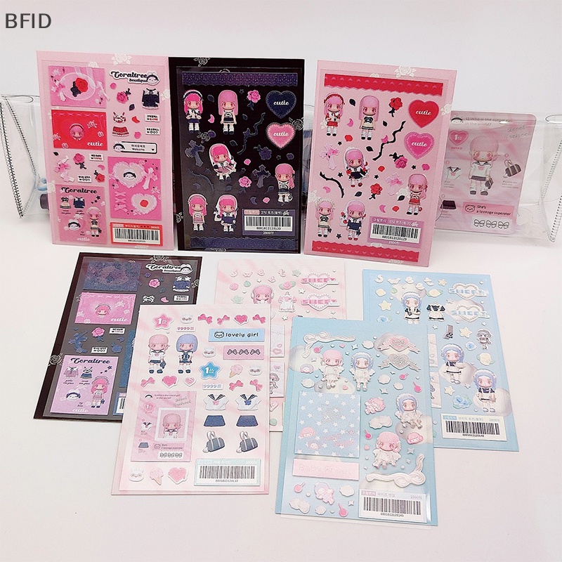 [BFID] 2pcs Korean Ins Cute Modeling Girl Sticker Scrapbooking Diy Album Dekorasi Stiker Aesthetic Personalized Kawaii Stationery [ID]