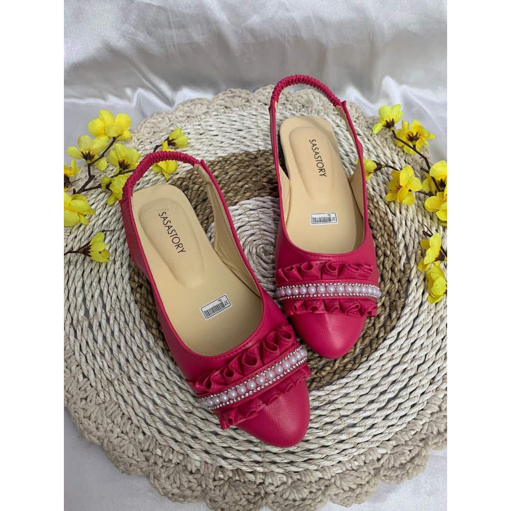 [TAMAN SEPATUKU] SEPATU SENDAL MUTIARA FLATSHOES COUPLE IBU DAN ANAK PEREMPUAN 1 2 3  TAHUN HAX17