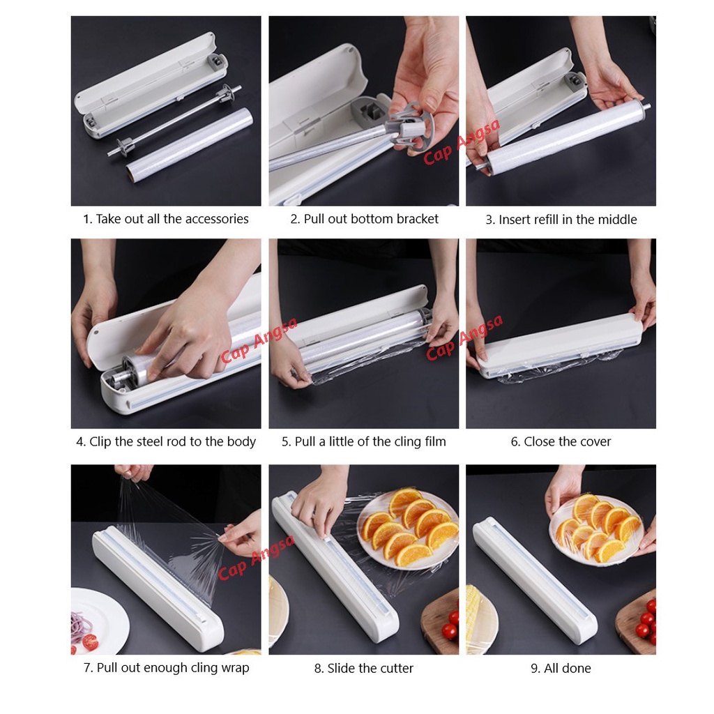 CLING WRAP DISPENSER PLASTIK FILM MAKANAN SLIDING CUTTER HOLDER FOOD WRAPPING ALUMUNIUM FOIL BAKING