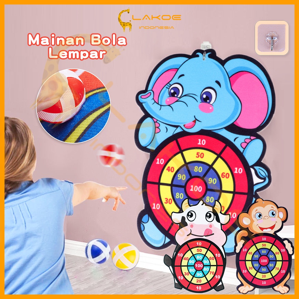 Lakoe Mainan Lempar Bola Papan Tempel/Dart Board Anak/Mainan Lempar Dinding