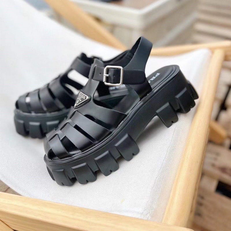 [LC] 1508 Sepatu Sandal Wanita Heels Hak P*R*A*D*A Heel 5,5 cm ELEGAN CANTIK Pesta Kerja Keren Trend Casual Kualitas Bagus Impor