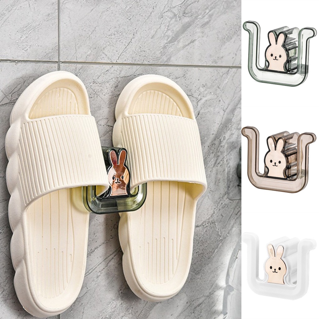 ღ Lucu Rak Sandal Kamar Mandi Dinding Dudukan Pengeringan Sepatu Tidak Melubangi Kamar Mandi Sederhana Kait Sandal Penyimpanan Sepatu Kamar Mandi Gantungan