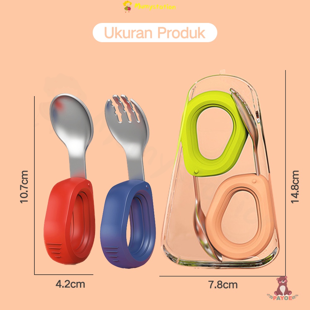 Mumystation Sendok Makan Anak Sendok Mpasi Bayi Stainless Steel Training Spoon Silikon Baby Sendok Belajar Makan Bayi