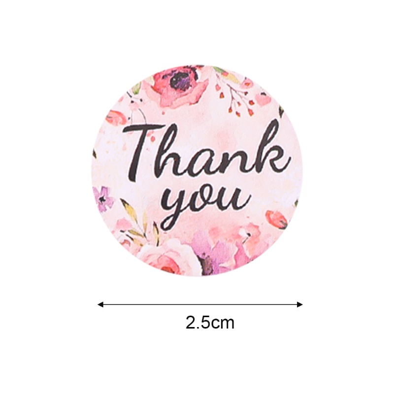 500pcs Round Floral Wreath Thank You Stickers/ Label Penyegelan Bunga Berperekat Untuk Kartu Amplop Gift Box Decor