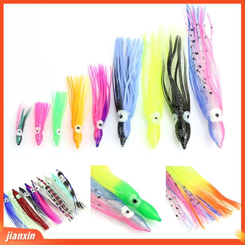 (In Stock) 10Pcs Gurita Memikat Multi-Warna Buatan Perlengkapan Memancing Umpan Renang Bercahaya Untuk Outdoor