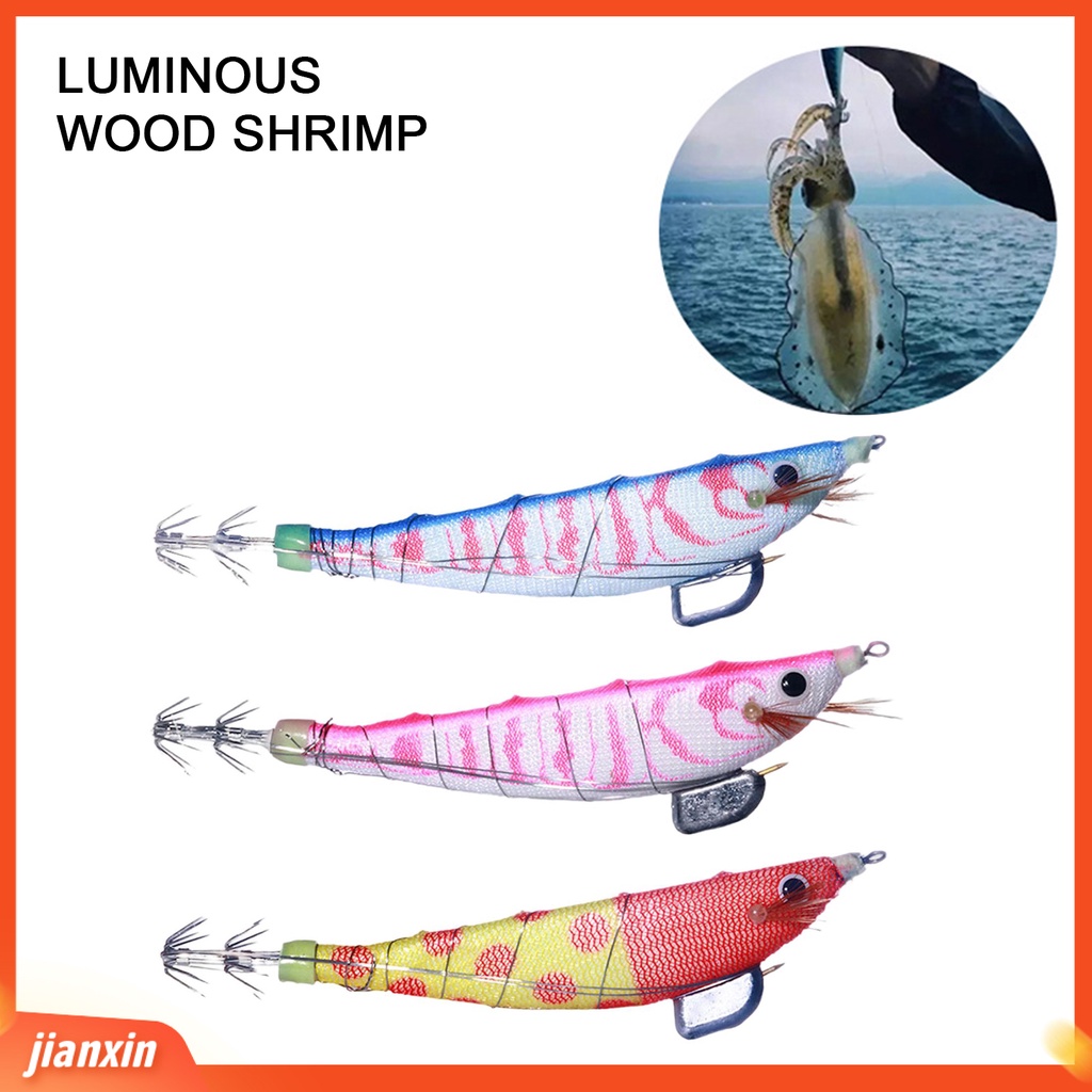 (In Stock) Umpan Umpan Pancing Dengan Kait Cumi-Cumi Simulasi 3D Fisheye 12cm /14.3g Luminous Udang Umpan Jigging Memancing Umpan Fishing Tackle