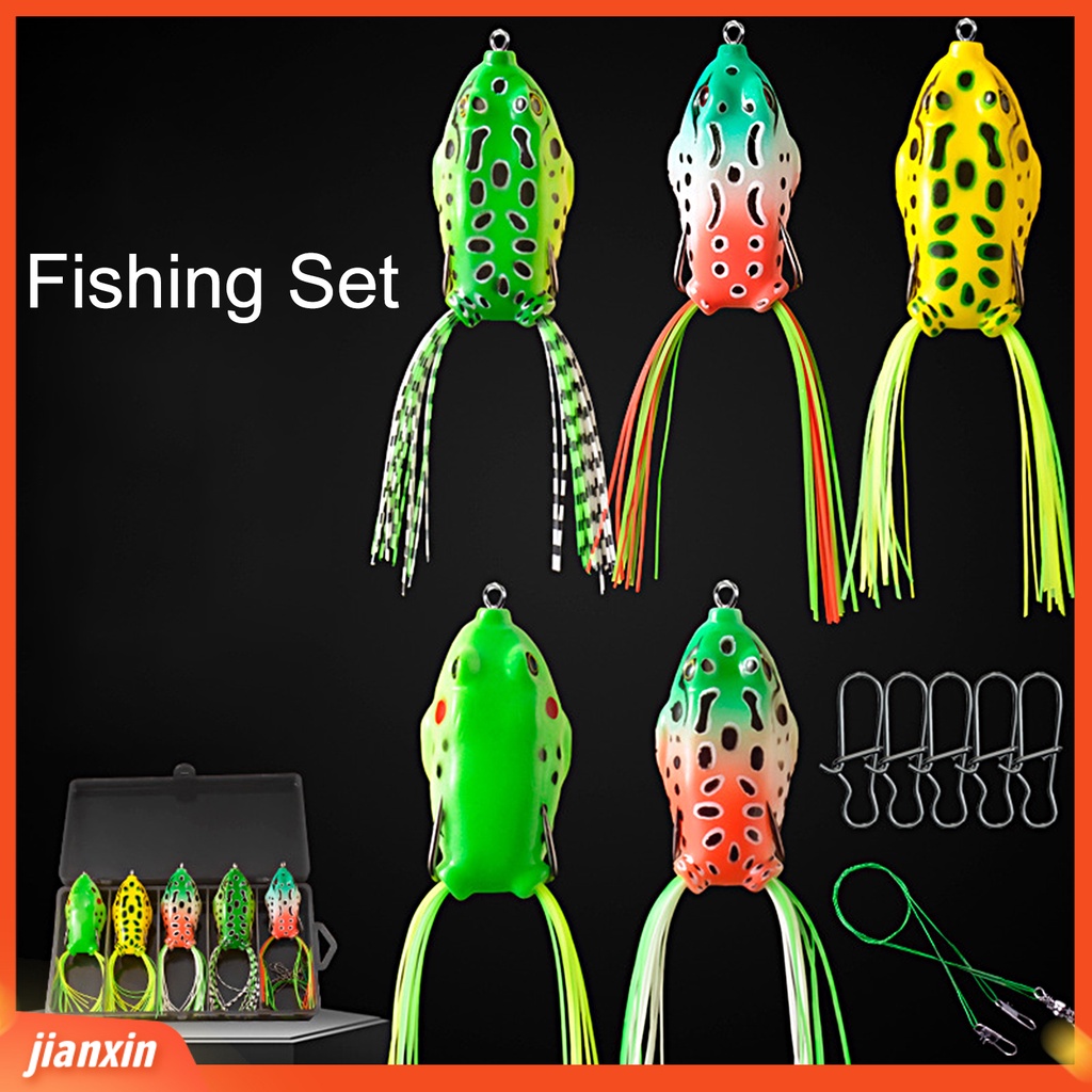 (In Stock) 5Pcs Umpan Pancing Simulasi Lembut Vibrant Realistis Kait Tajam Menarik Ikan Silikon Penampilan 3D Umpan Kodok Untuk Memancing