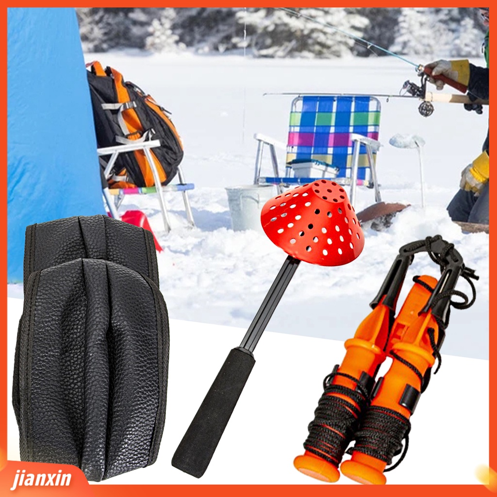 (In Stock) 1set Musim Dingin Memancing Safety Kit Ice Pick Lipat Gagang Sendok Bantalan Lutut Portable Alat Pelindung Ringan Tahan Lama Es Memancing Peralatan Kit Untuk Memancing