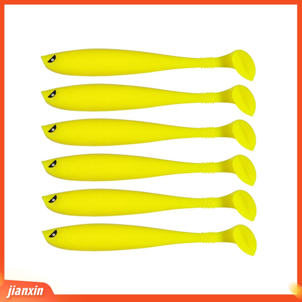 (In Stock) 6 Pcs Umpan Pancing Warna Terang Sangat Simulasi Ketangguhan Tinggi Fleksibel T-tail Desain Air Asin Air Tawar Umpan Buatan Umpan Lembut Perlengkapan Memancing