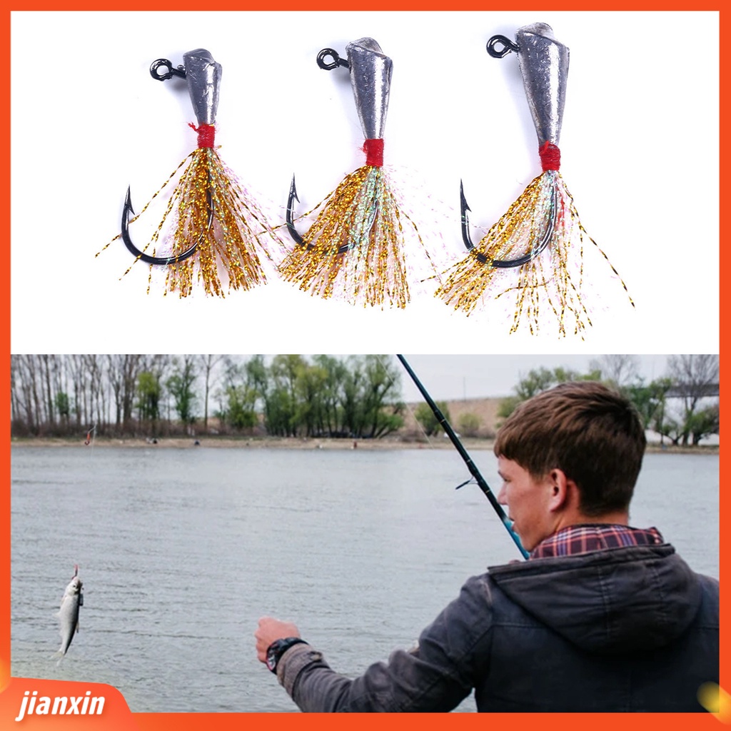 (In Stock) 6Pcs /Set 3.5g /5.5g /9g Kail Pancing Tajam Single Head Metal Jig Head Cast Assist Fishing Barbed Hook Untuk Outdoor