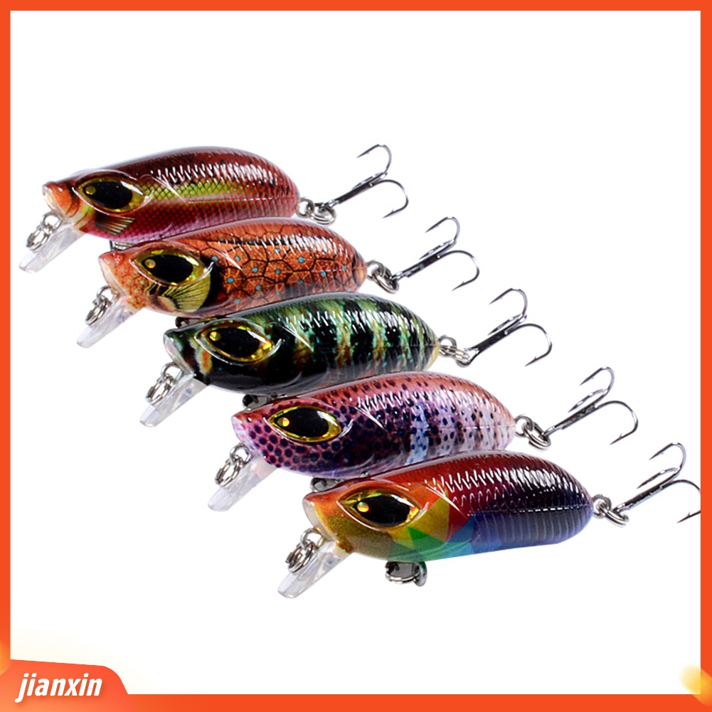 (In Stock) 5Pcs /Set 5.8cm Memancing Buatan Manusia Hidup Keras Umpan Wobbler Fish Bait Tackle