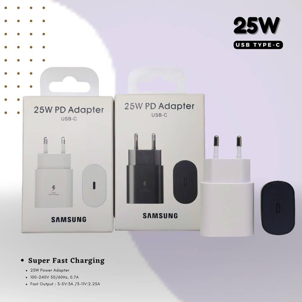 Adaptor Charger Usb C / Batok Charger Samsung 25W Fast Charging / Kepala Charger 25w / Packing