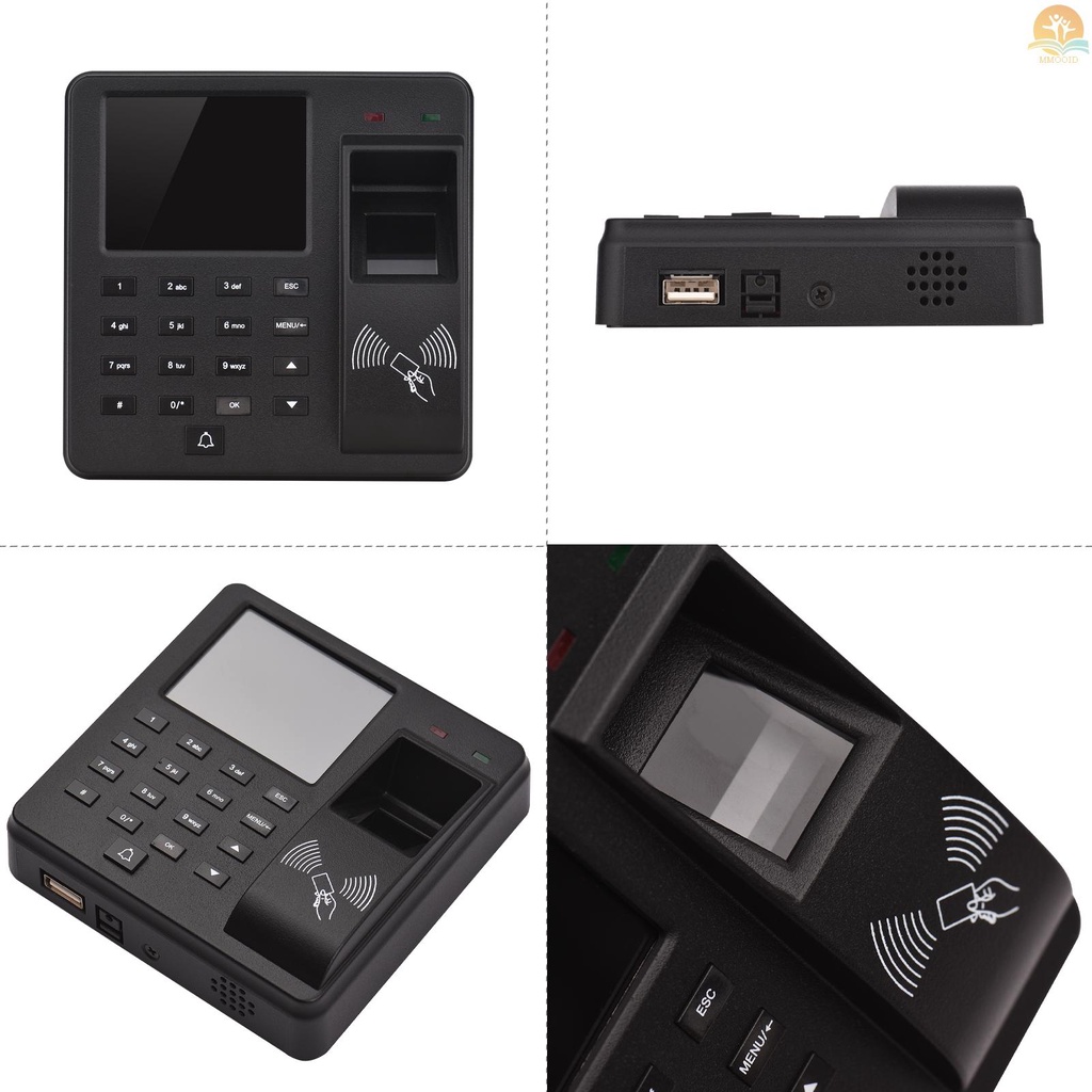 In Stock Mesin Absensi Kontrol Akses Fingerprint /Password/ ID Card Recognition Time Clock Dengan Layar Display 2.4 Inch Perekam Cek-in Recorder Multi Bahasa Dukungan