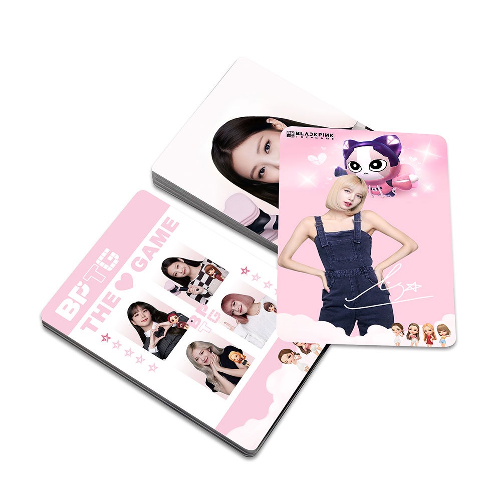 55pcs /box Hitam-Pink BPTG Photocards Album JENNIE JISOO LISA ROSE Lomo Kartu Black Pink THE GAME Kpop Collection