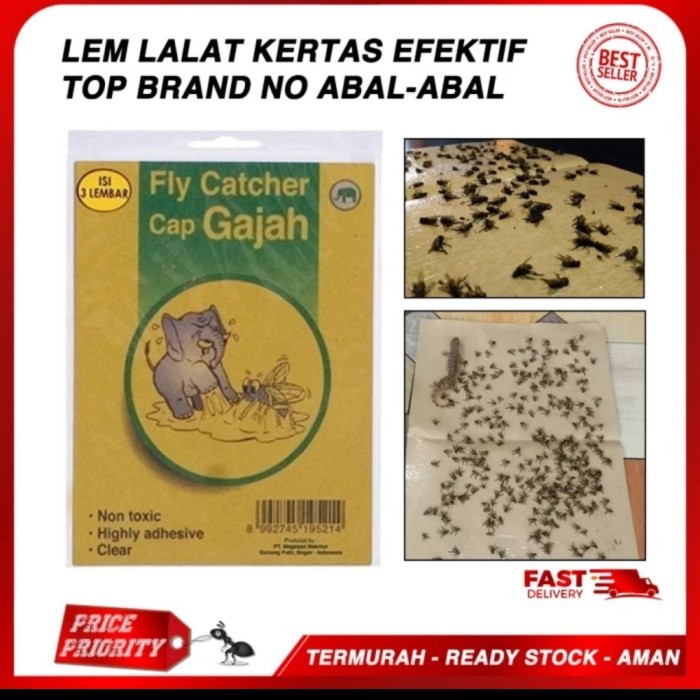 L3SG LEM LALAT SERANGGA CICAK TIKUS KERTAS CAP GAJAH GROSIR MURAH