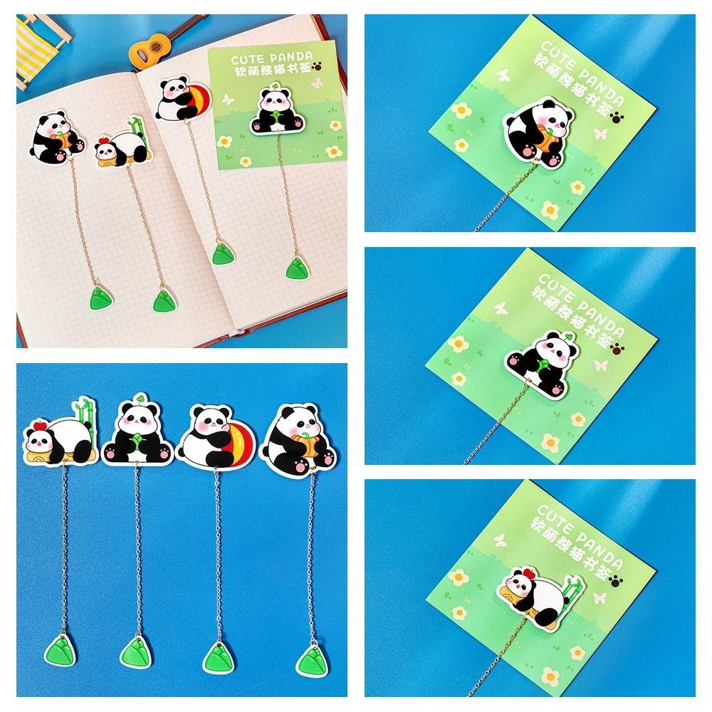 LANFY 3pcs Penanda Halaman Buku Panda, Klip Buku Rumbai Liontin Bookmark, Kawaii Pagination Mark Arcylic Book Paginator Reading Bookmark Untuk Pelajar