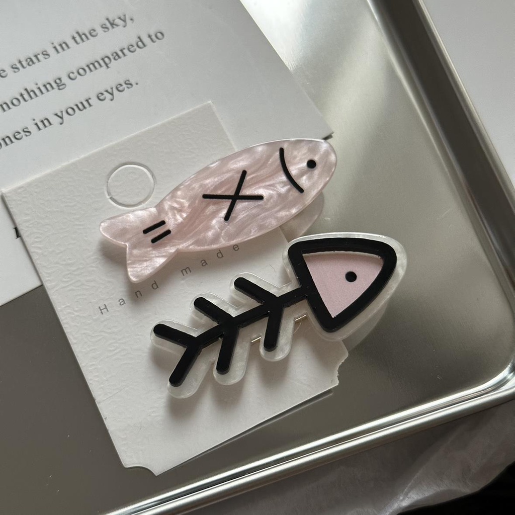 Klip Rambut Tulang Ikan Fish Kecil Yang Lucu Fragmented Hair Edge Clip Fun Clip