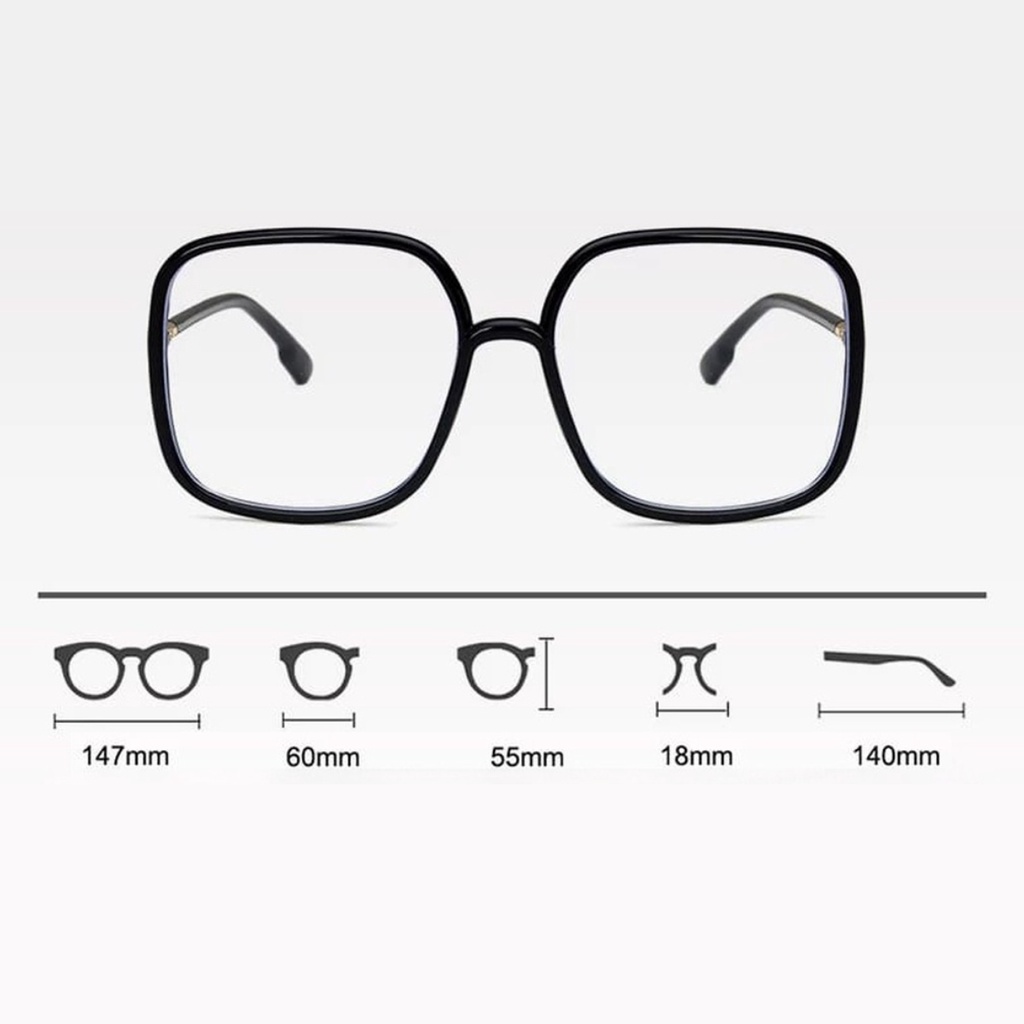 Sunglasses Fashion Terbaru Bentuk Persegi Oversize Kacamata Hitam Anti Silau