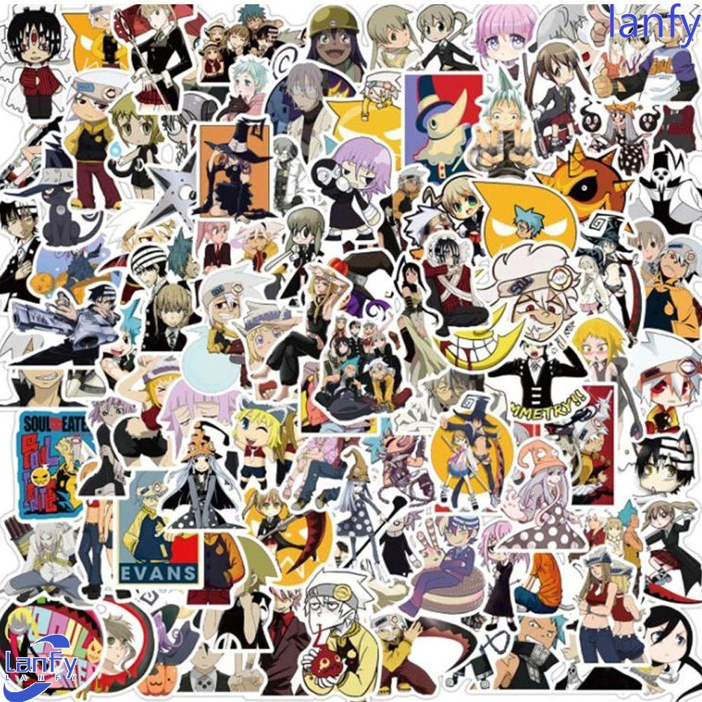 LANFY Anime Stiker Tahan Air Kreativitas Perekat Diri Stiker Bagasi Kartun Ponsel Dekorasi Skateboard Stiker DIY Scrapbooking