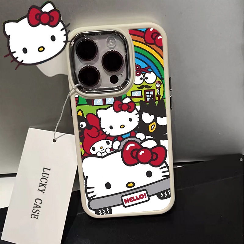 IPHONE Tombol Logam Casing Ponsel Silikon Kucing Lucu Kompatibel Untuk Iphone14 13 12 Pro Max Soft Casing Shockproof Cover Cell Precticer