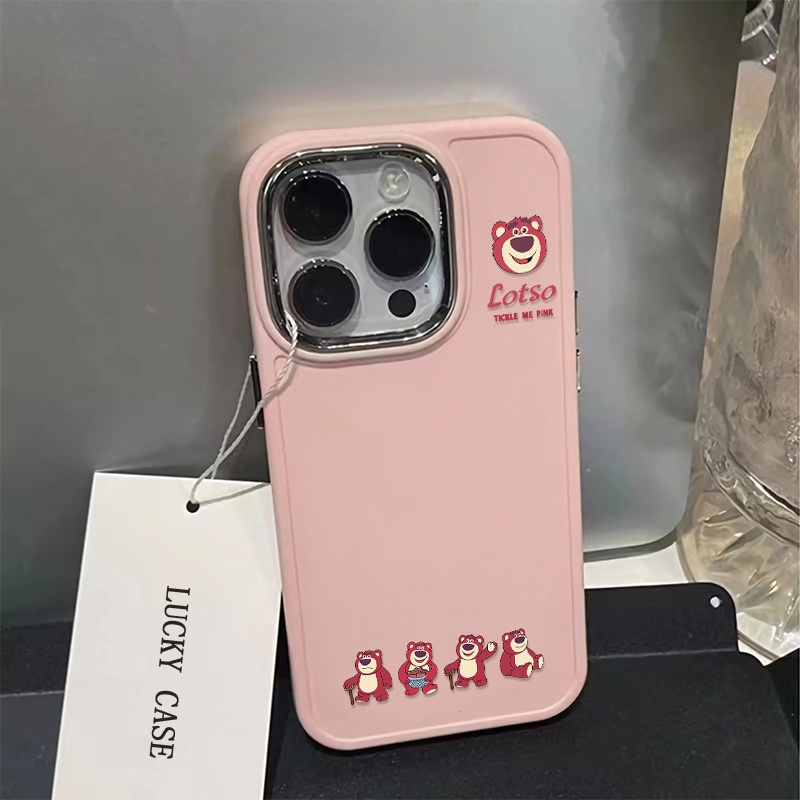IPHONE Tombol Logam Casing Ponsel Silikon Kompatibel Untuk Iphone14 13 12 Pro Max Soft Casing Pasangan Lucu Shockproof Cover Cell Precticer